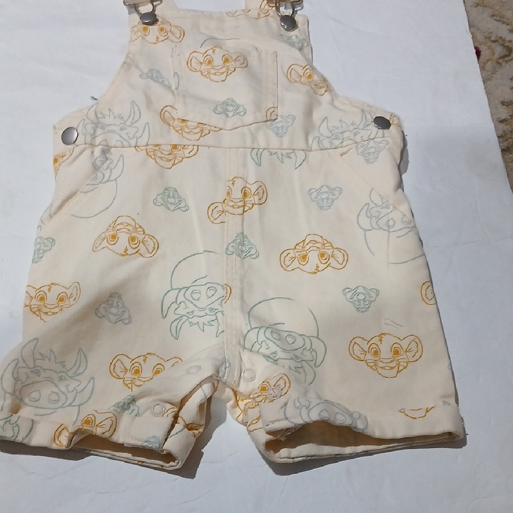 Cream and Blue Overalls with Bib Straps - Picture 1 of 4